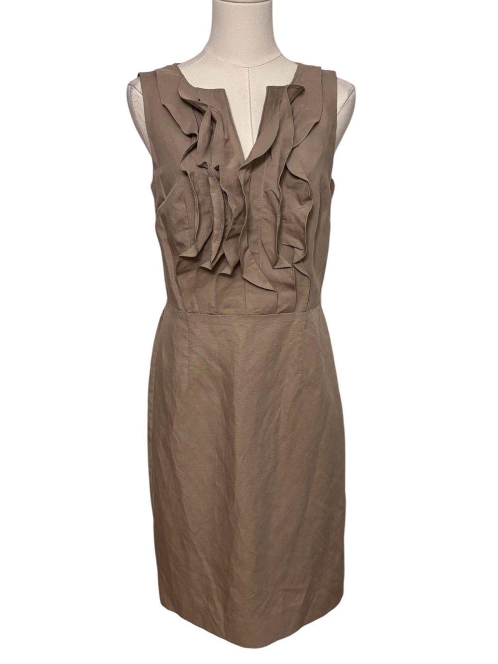 Antonio Melani Khaki Brown Sleeveless Sheath Dress Size 6